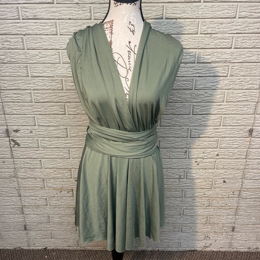 Xenia Sage Green Wrap Dress US8
